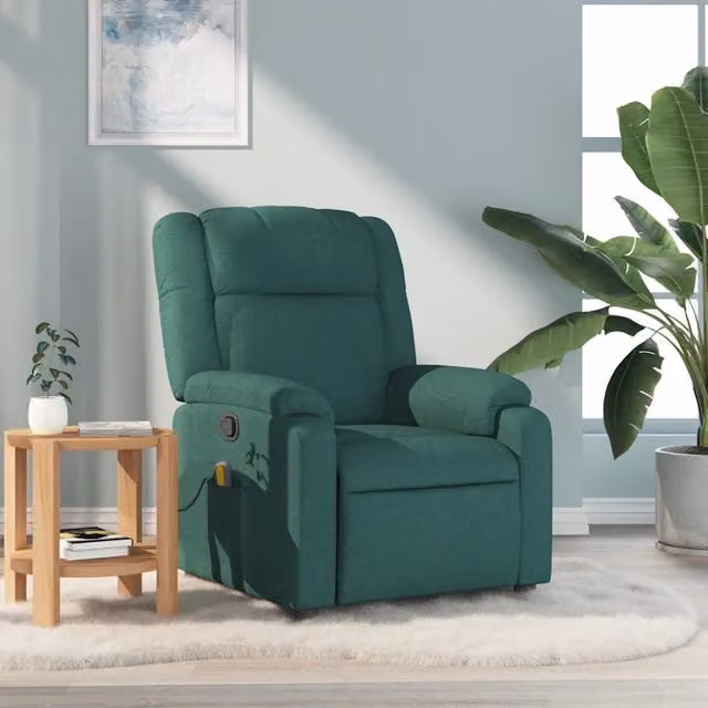 Poltrona Reclinabile Relax vidaXL in Tessuto Verde con Braccioli e Regolazione Manuale – 1