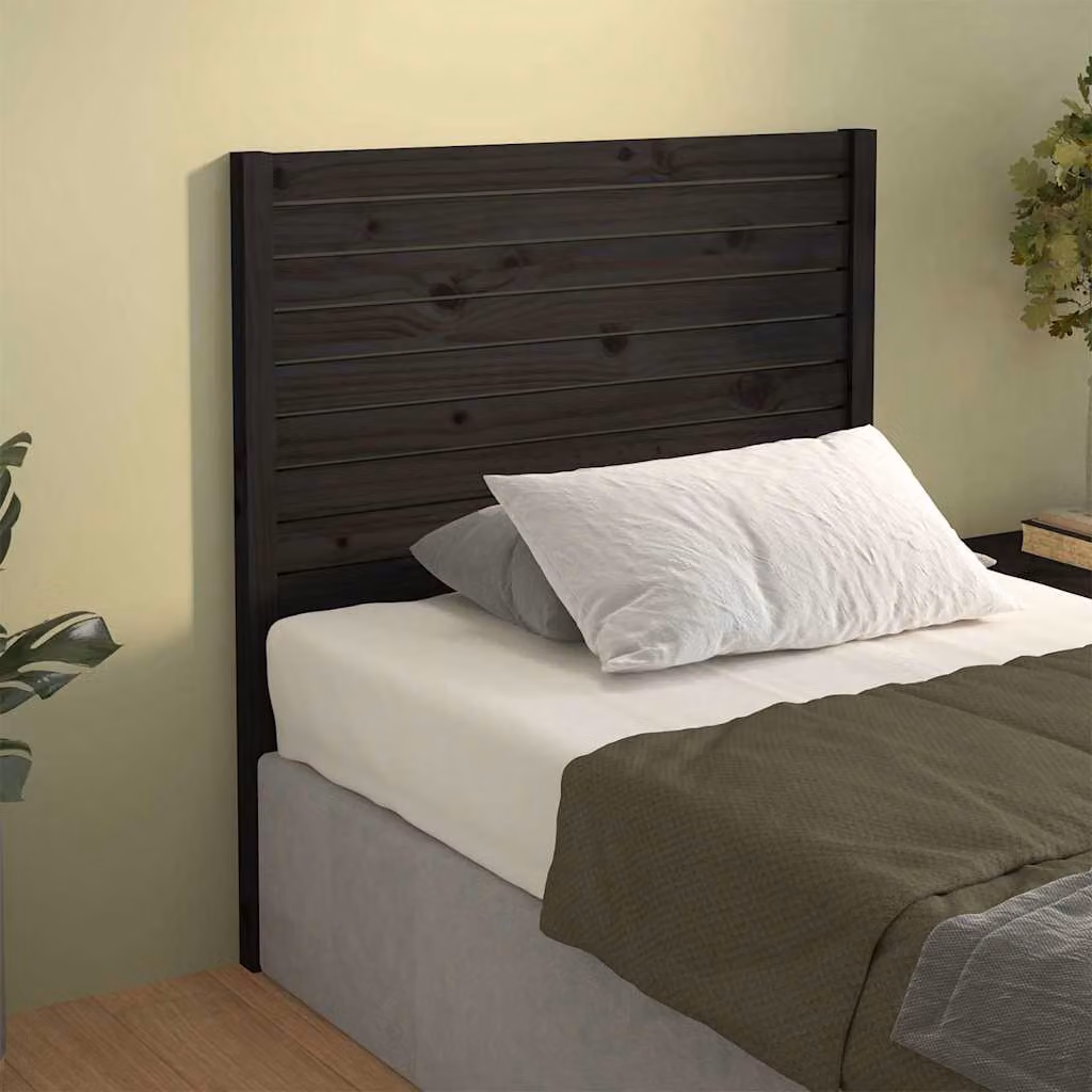 Testiera per letto vidaXL in legno massello di pino, colore nero, L: 96 cm, P: 4 cm, H: 100 cm