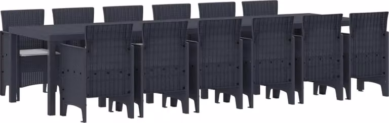 Set da Pranzo per Giardino 13 pcs Antracite Rattan Polt