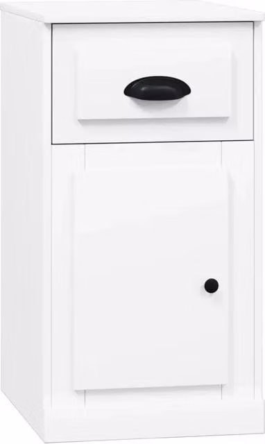Mobiletto laterale con cassetto decorativo 40 x 50 x 75 cm legno composito bianco 02_0048269