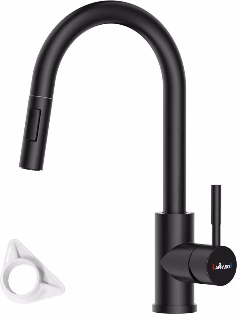 Rubinetto da cucina Nero Miscelatore estraibile a 360° ad alta pressione Tubo flessibile
