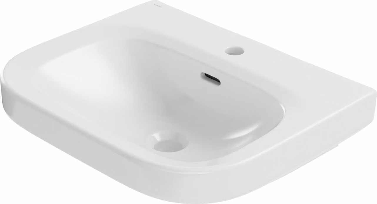 Lavabo VIGOUR DERBY STYLE 55 × 45 cm con foro per rubinetto e troppopieno, per montaggio a parete, bianco