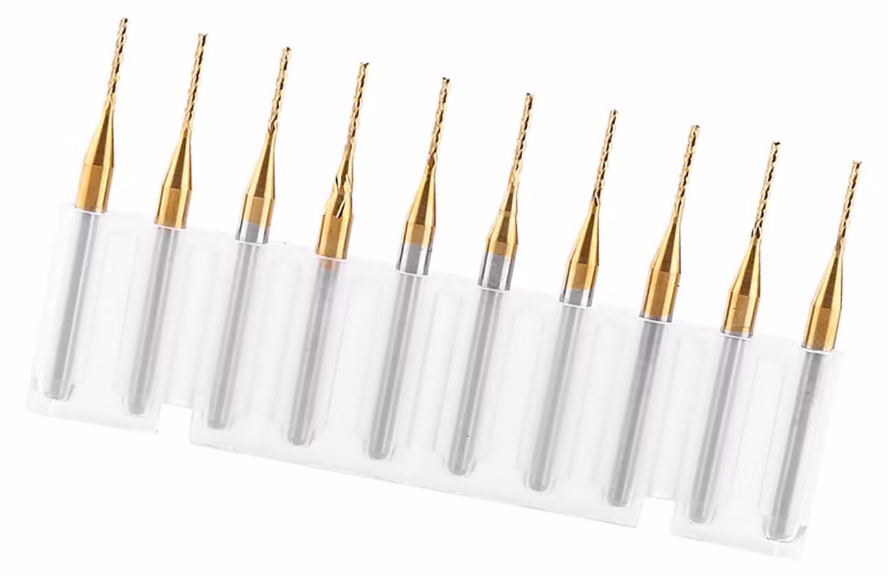 Set di 10 frese, 1 mm, in metallo duro, per CNC, punte da incisione