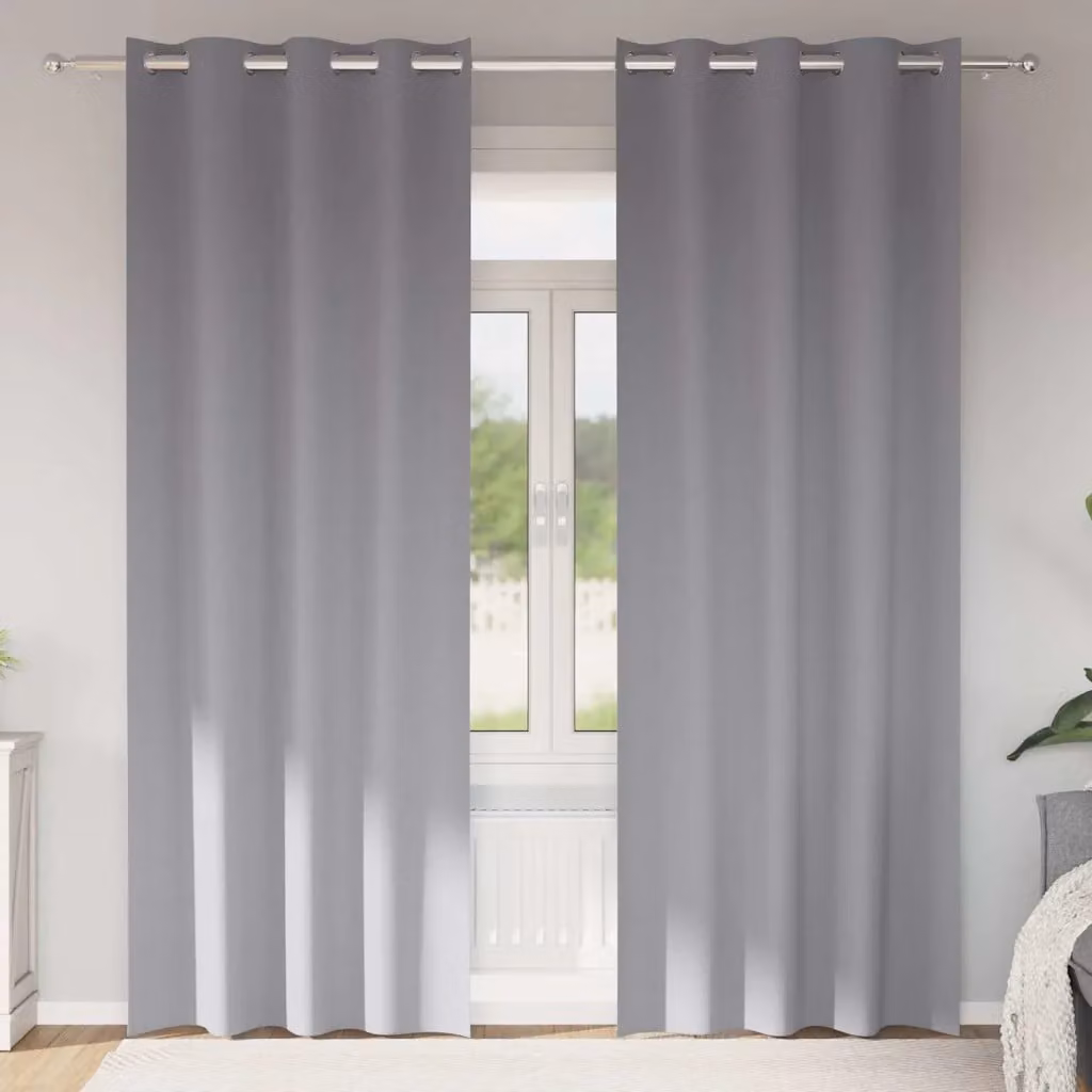 Set di 2 tende blackout vidaXL con anelli in poliestere, colore grigio, H: 260 cm x L: 140 cm