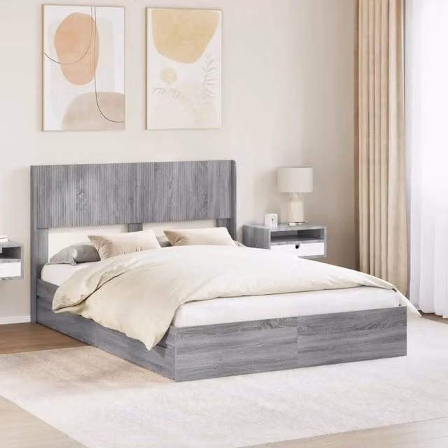 Struttura del letto con stoccaggio e testata Sonoma grigio 3414382