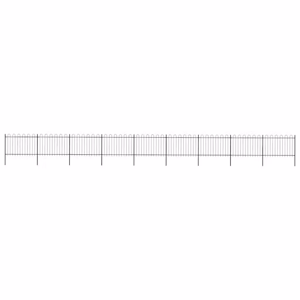 Recinzione da giardino vidaXL in acciaio nero con parte superiore ad anello L: 1506 cm, H: 120 cm