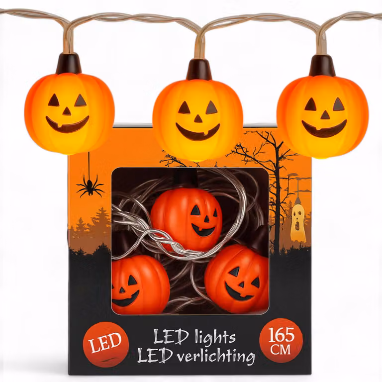 Catena luminosa a LED per Halloween, con 10 LED a luce bianco caldo, e funzione timer