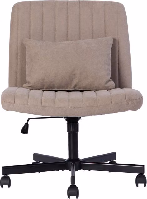 Sedia da ufficio girevole moderna in tessuto beige con ruote e struttura in metallo