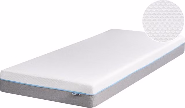 Materasso in Memory Foam BELIANI Bianco e Grigio con Rivestimento Rimovibile L: 200 cm, P: 90 cm, H: 20 cm