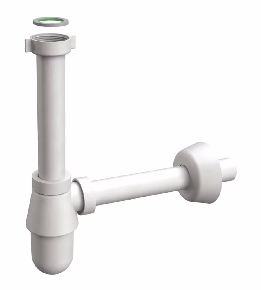 Sifone a bottiglia ABS bianco per lavabo 1"1/4 diametro 32 mm