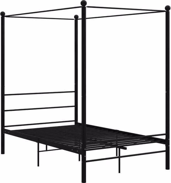 Letto matrimoniale | Letto per adulti | Letto a Baldacchino Nero in Metallo 120x200 cm