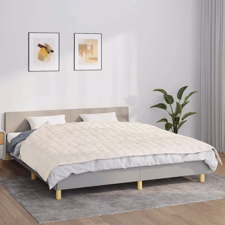 vidaXL Coperta Ponderata in Microfibra e Cotone Beige L: 155 cm, P: 220 cm, Peso: 7 kg