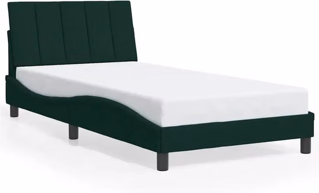Letto singolo Hanko in velluto verde scuro con struttura in legno e doghe fisse L/P: 100 x 200 cm – 1