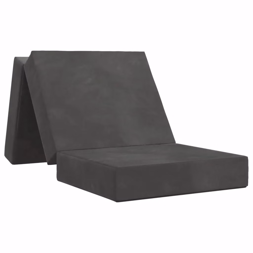 Divano Letto Pieghevole vidaXL in Velluto Grigio con Imbottitura in Schiuma L: 90 cm, P: 63 cm, H: 45 cm – 2