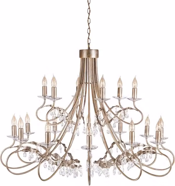 Lampadario Classico Elstead Christina in Metallo e Cristallo Oro con 18 Luci E14