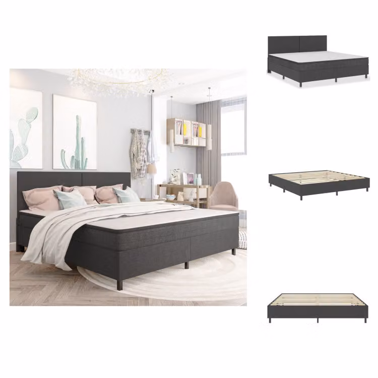 vidaXL Struttura letto Boxspring in tessuto grigio 200x200 cm - Letti e strutture letto