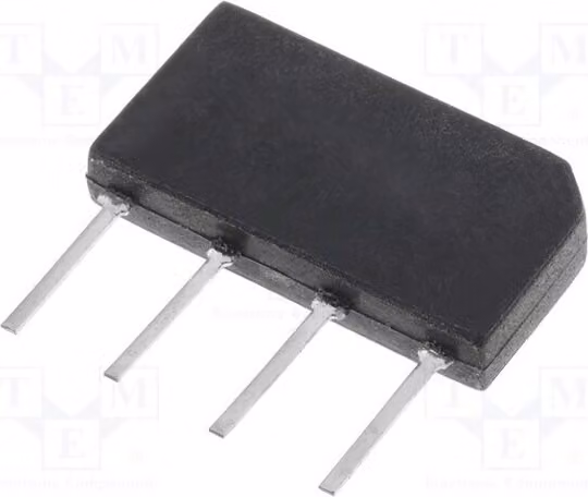 3 raddrizzatori a ponte monofase: If: 4A, Ifsm: 80A, Urmax: 50V, per montaggio su circuito stampato (THT), modello GBS4A, monofase