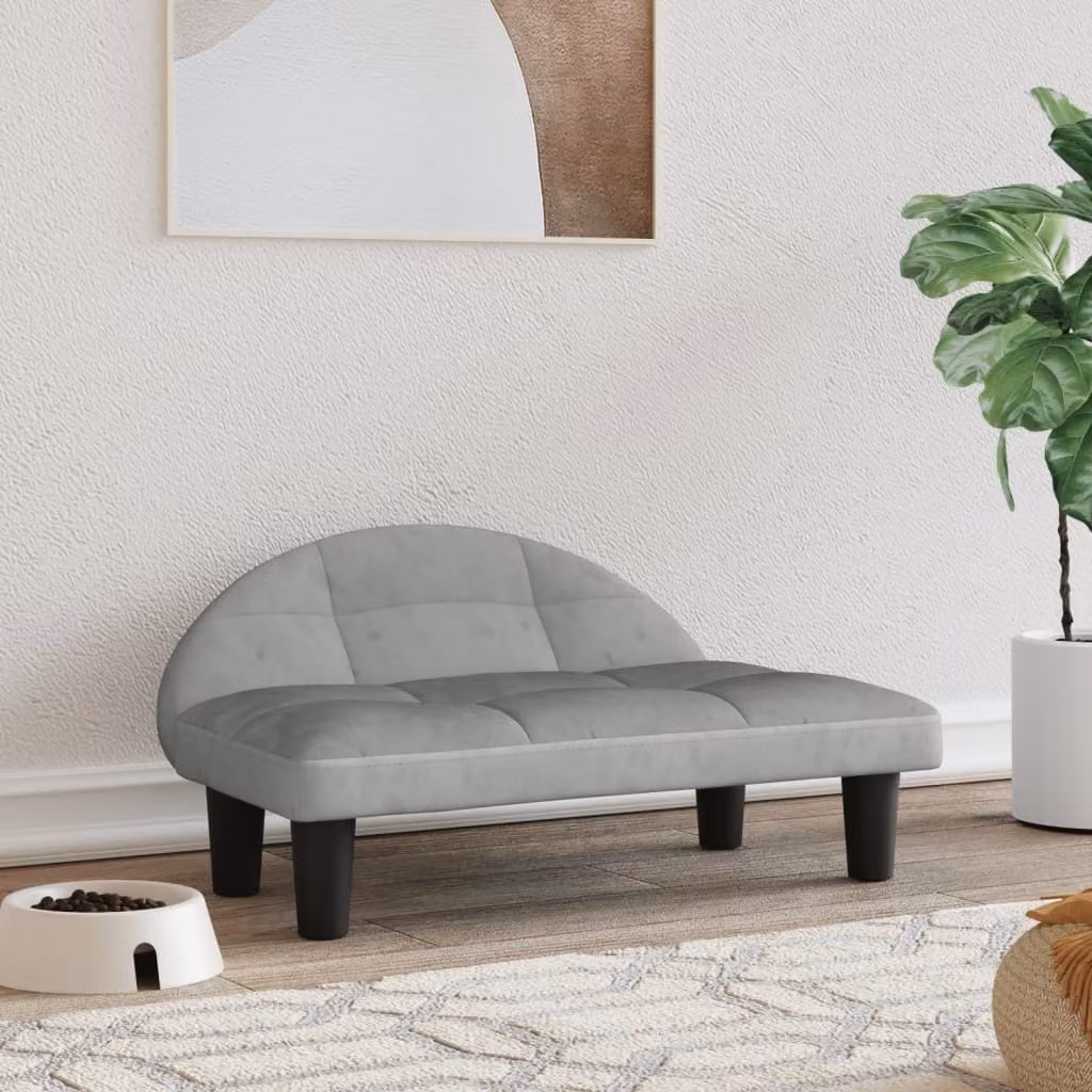 The Living Store Letto per cani Grigio chiaro 70x52x30 cm Velluto