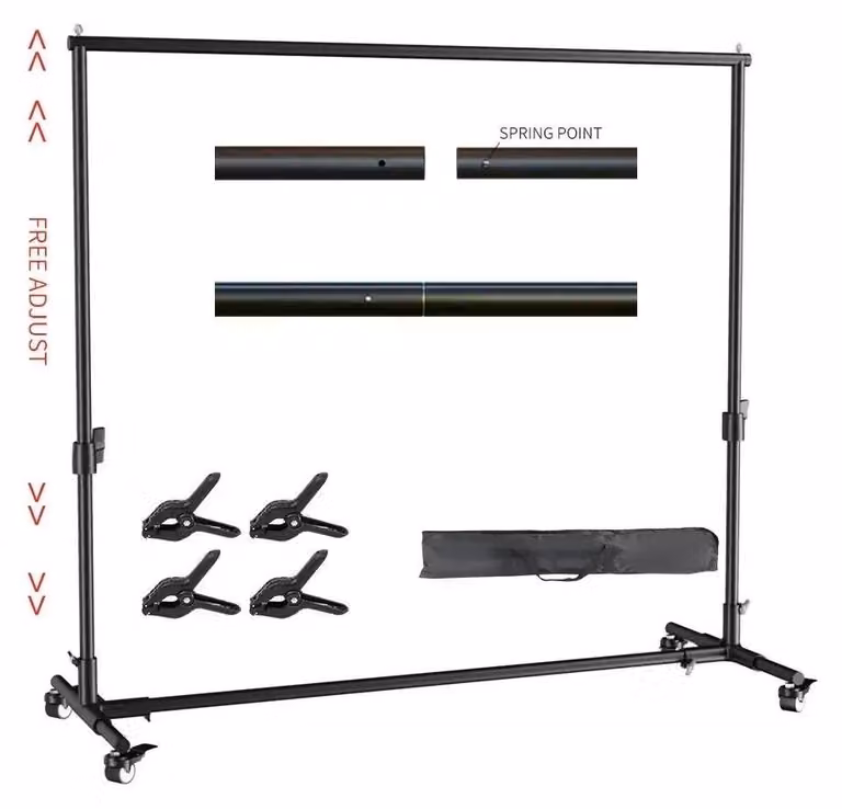 Supporto per fondali fotografici, barra trasversale regolabile, leggero e portatile, senza base flessibile, 2000 x 3000 mm-a