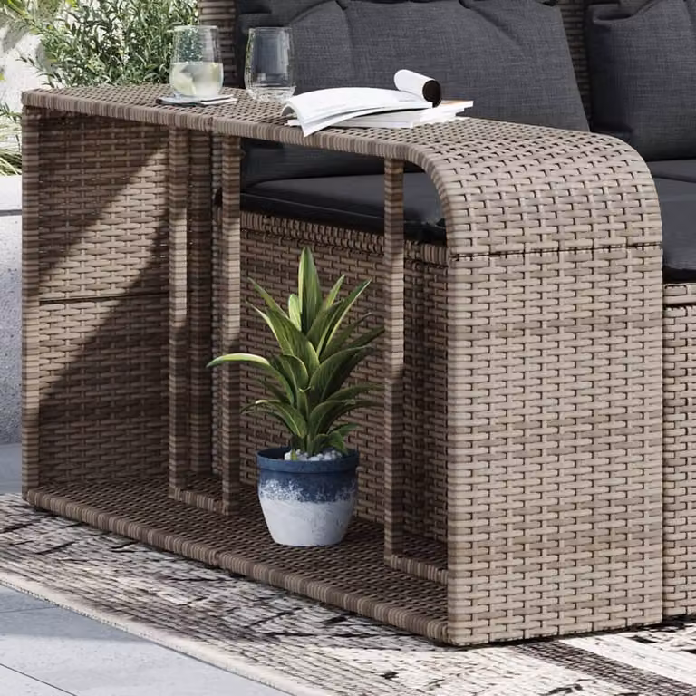 Set di 2 Scaffali Portaoggetti vidaXL in Polyrattan e Metallo Grigio per Giardino