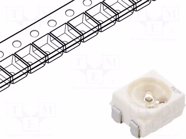 2 LED blu, tecnologia 3528, tipo PLCC4, angolo di emissione 120°, intensità luminosa 280÷710 mcd, tecnologia SMD, dimensioni 3,5x2,8x1,9 mm, corrente di funzionamento 30 mA, codice prodotto LB E6SG-T1U2-35-1 L