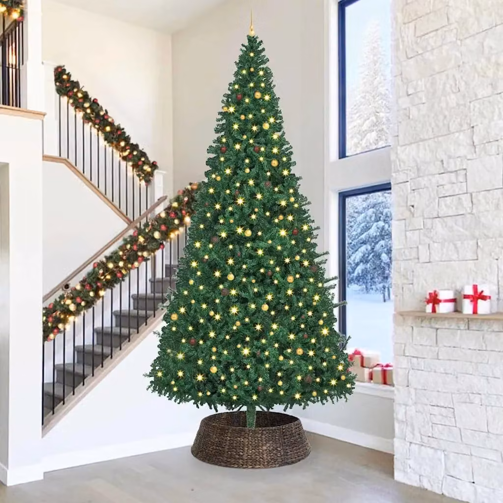 Collare rotondo per albero di Natale vidaXL in stile rustico, nero e marrone, L/P/H: 105 x 105 x 28 cm