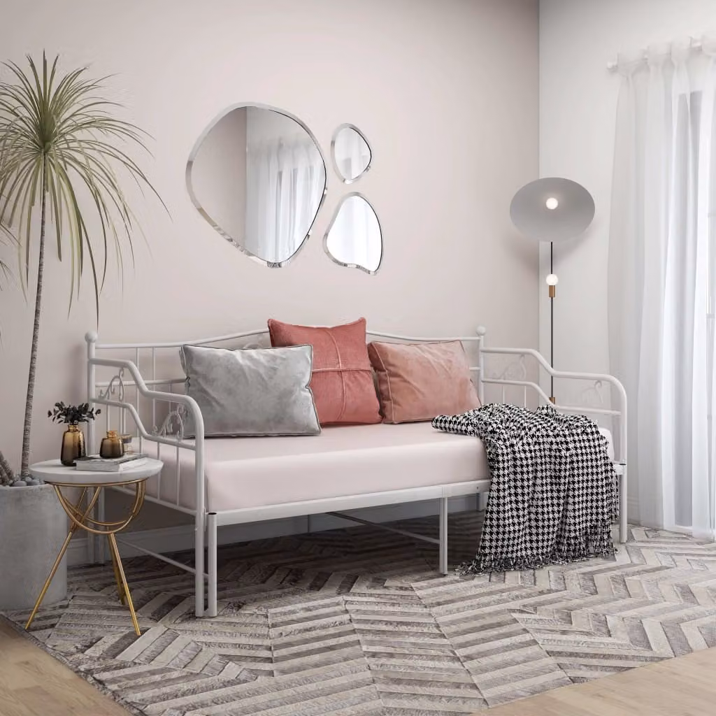 The Living Store Divano letto allungabile in metallo bianco 90x200 cm