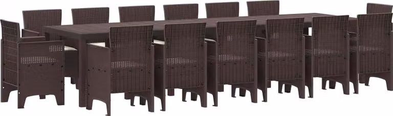 Set da Pranzo per Giardino 15 pcs Marrone Rattan Polt