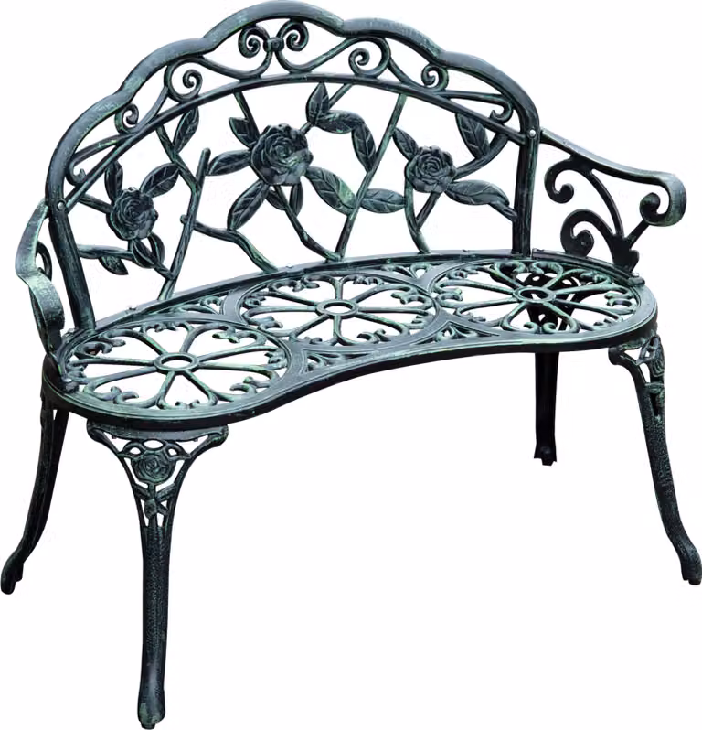 Panchina da giardino, panchina da parco, panca, mobili da giardino, 2 posti, metallo, 100 x 54 x 78 cm,