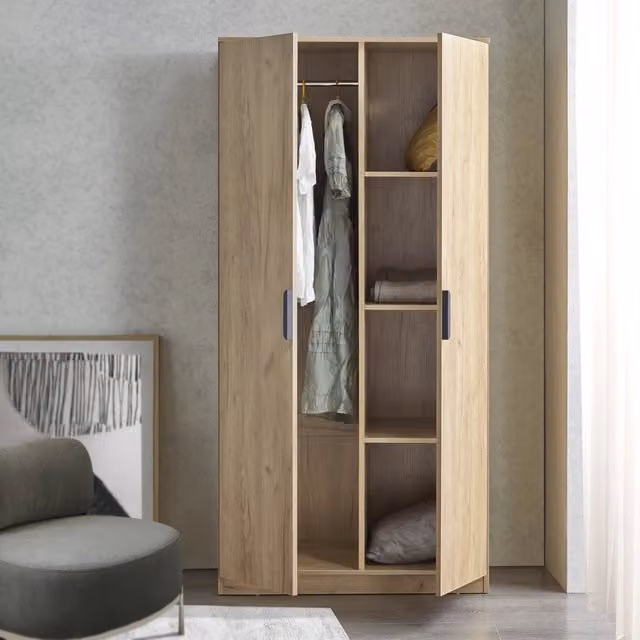 Armadio Guardaroba Eiselfing con 4 Scomparti 176 x 80 x 52 cm Effetto Rovere [en.casa]