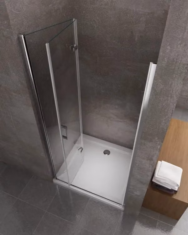 Porta box doccia pieghevole a soffietto GIORGYSHOP in vetro trasparente con trattamento anticalcare, H 190 cm, misura regolabile 63-66,5 cm, colore cromo – 2