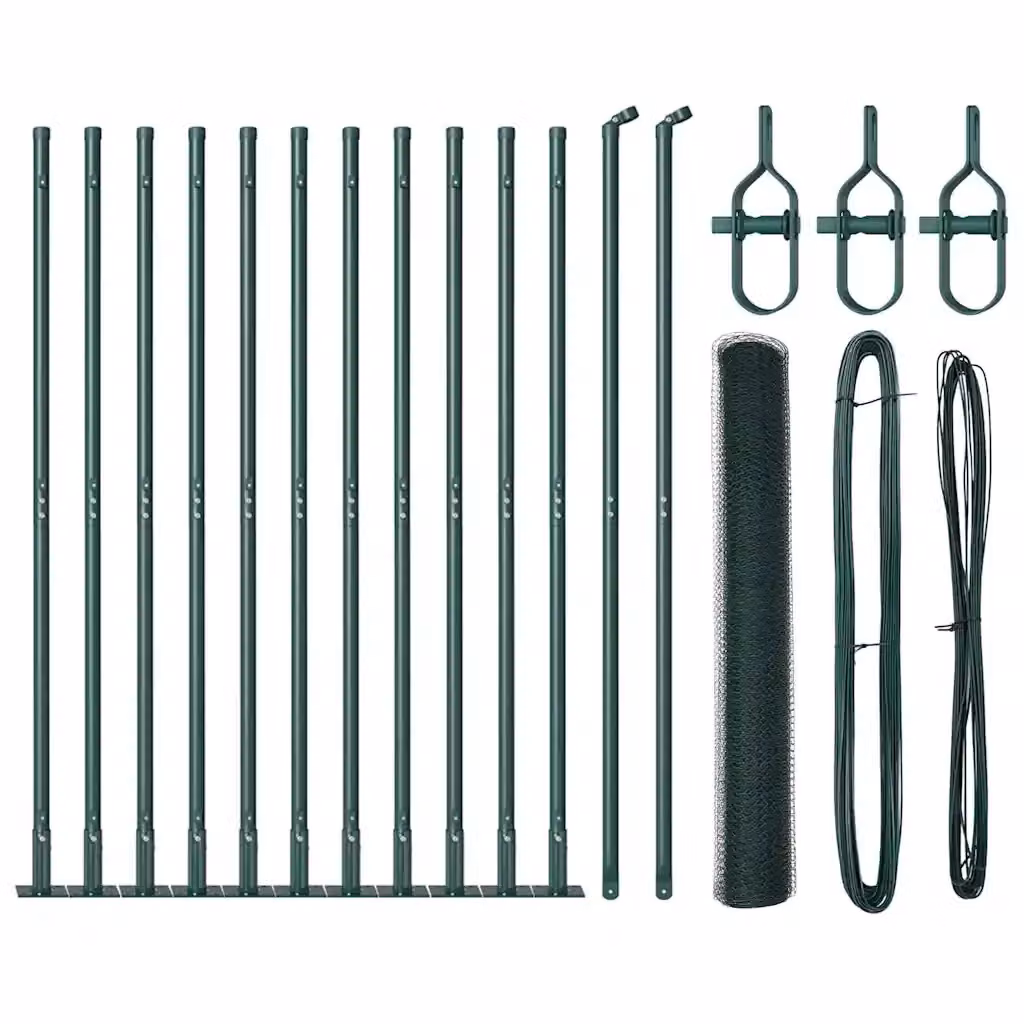 vidaXL Recinzione esagonale in rete verde rivestita in PVC con base in cemento L: 25 m, H: 1,2 m – 2