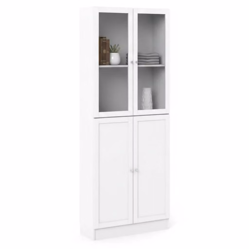 Libreria Bagaladi moderna in bianco opaco, scaffale porta libri per ufficio e soggiorno, L: 79 cm, P: 28,3 cm, H: 203,2 cm – 2