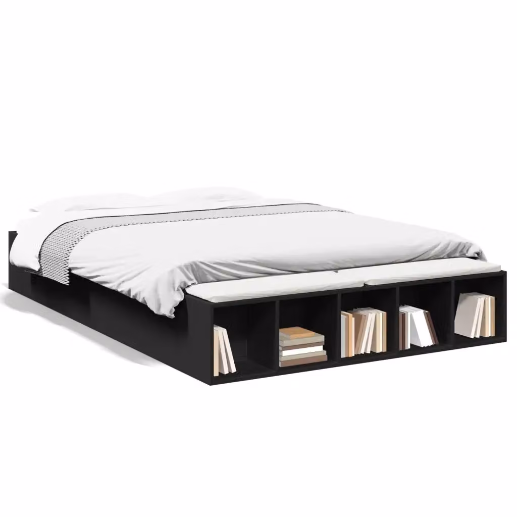 Letto con contenitore e scomparti laterali vidaXL in legno multistrato nero L/P/H: 200 x 150 x 163 cm – 2