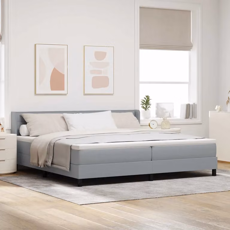 Letto a molle con testiera vidaXL in tessuto grigio L: 200 cm, P: 200 cm, H: 203 cm