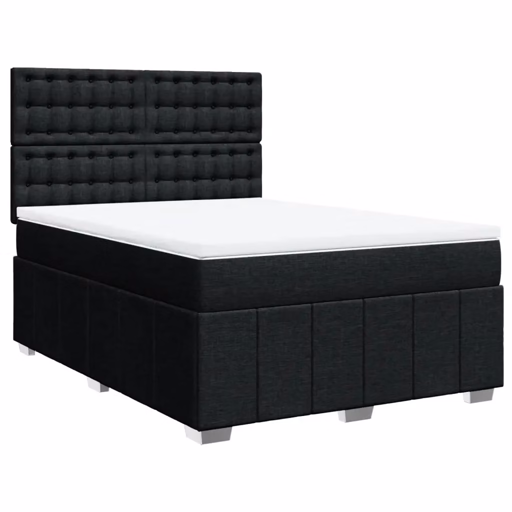 Letto con Giroletto a Molle e Materasso Ibrido vidaXL, Colore Nero e Bianco, L 160 x P 200 cm – 2