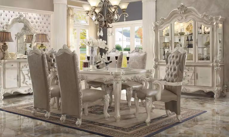 Königlicher 7tlg. Esszimmer Garnitur Set Barock Rokoko Tisch 6x Stühle Stuhl