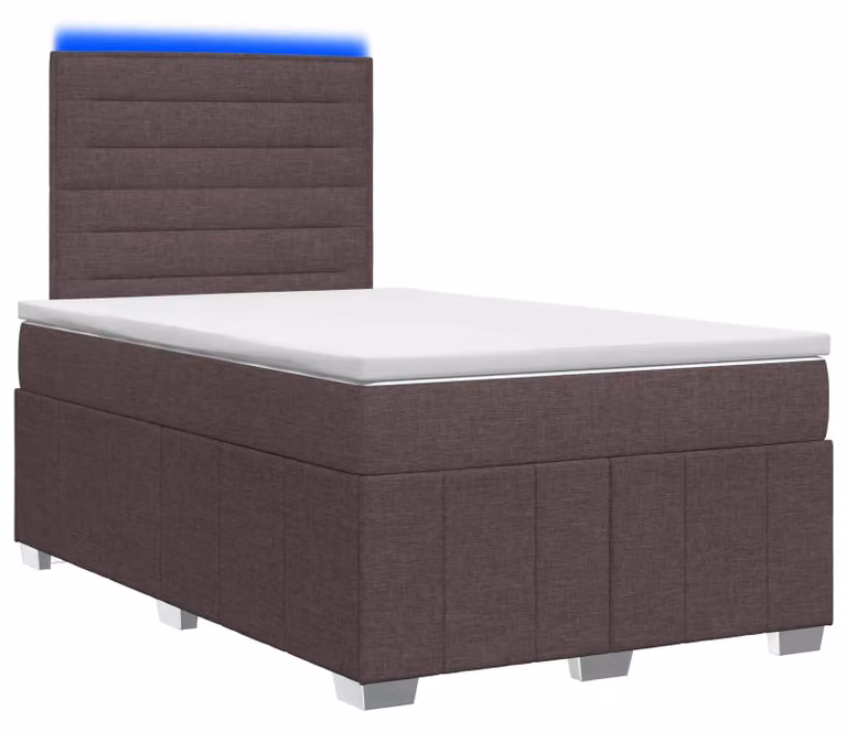 Letto boxspring LED con materasso marrone scuro 120 x 190 cm tessuto