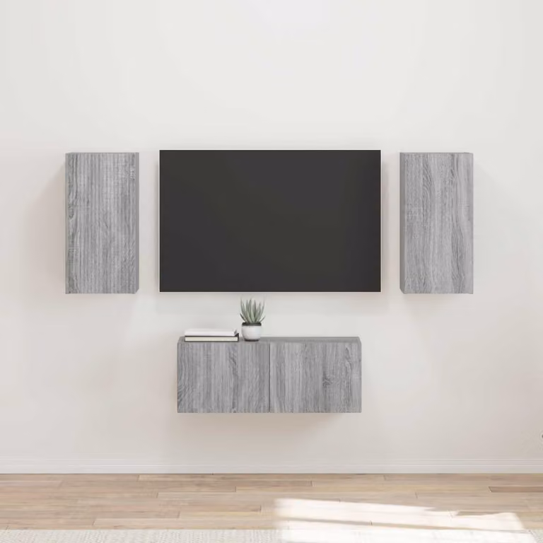 Set mobile TV moderno vidaXL composto da 6 pezzi in legno ingegnerizzato color grigio Sonoma
