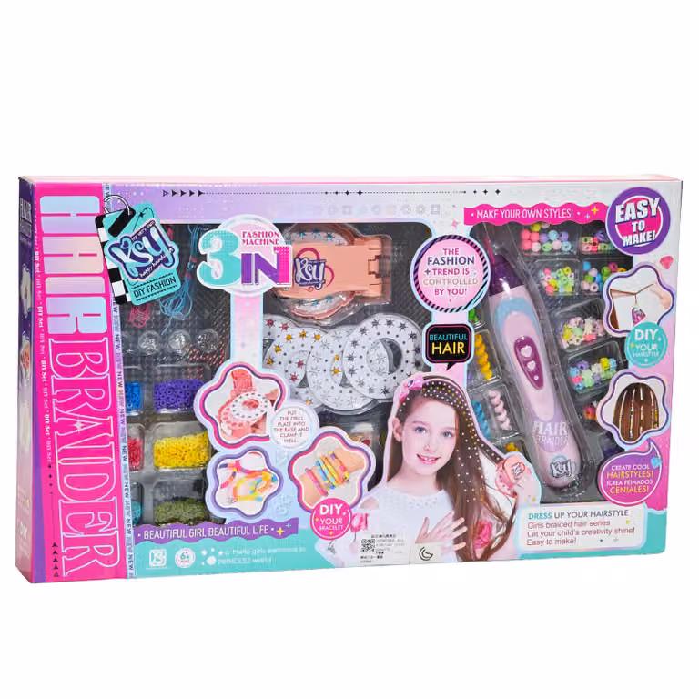 TU GIOCHI - Set Hair Braider 3 in 1 per Acconciature e Braccialetti Creativi Multicolore