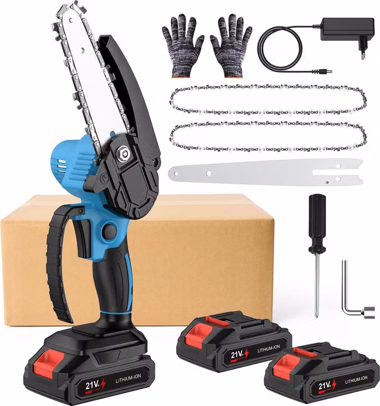 Motosega a batteria, ad alte prestazioni, a batteria, 2 batterie