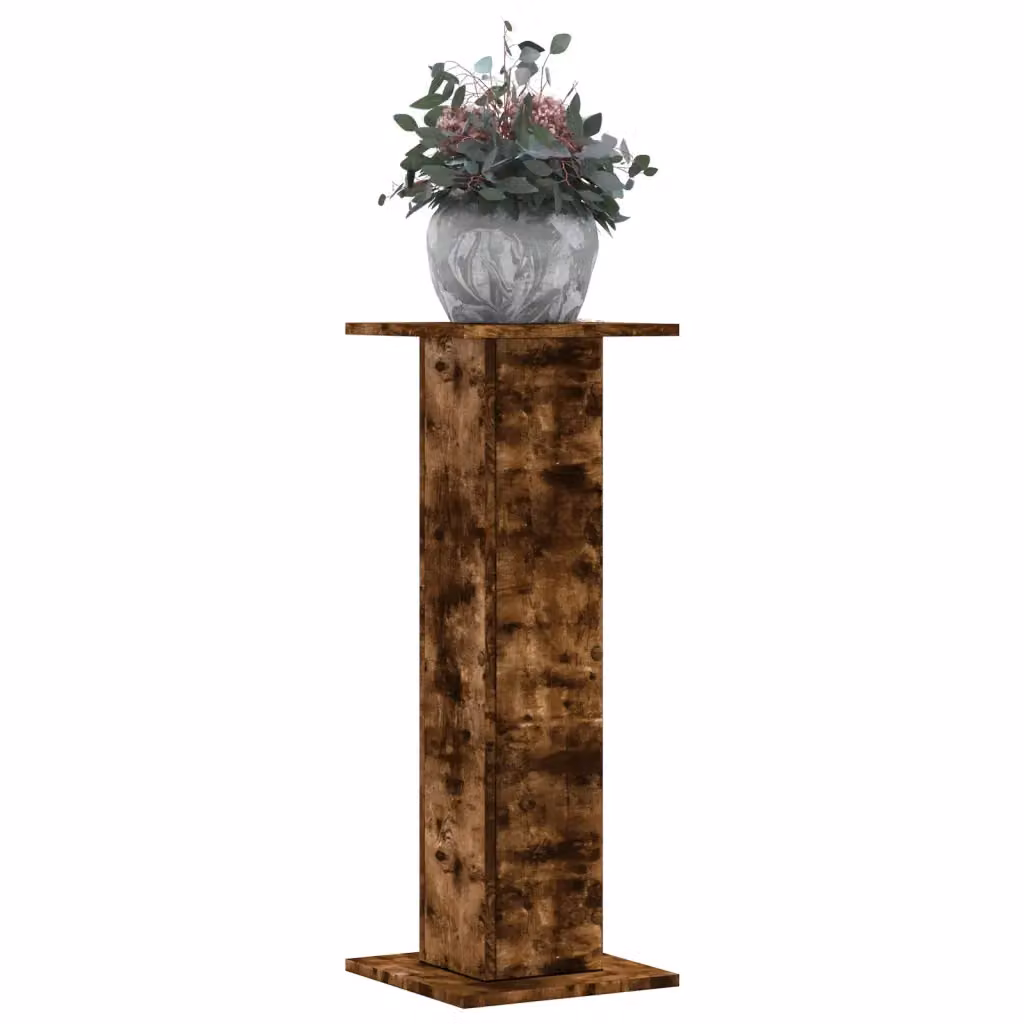 Set di 2 supporti per piante vidaXL in truciolato color rovere fumo, L/P/H: 30 x 30 x 80 cm