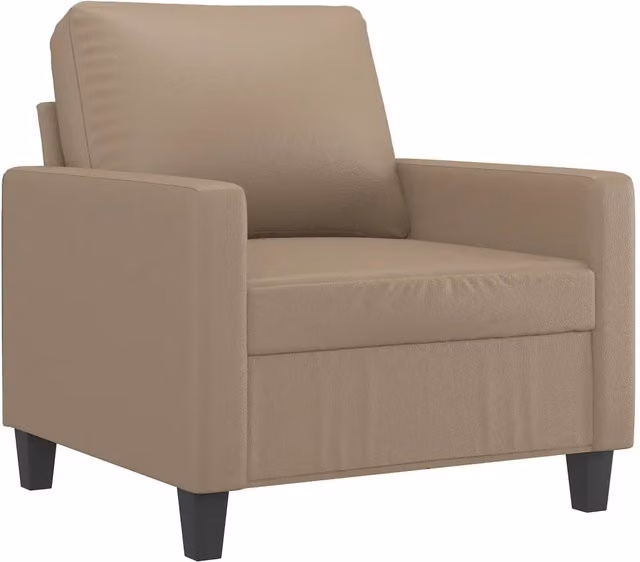 Poltrona Relax Beige in Similpelle con Braccioli e Struttura in Metallo per Soggiorno