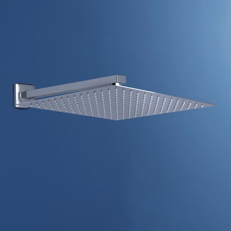JOHO Soffione Doccia a Pioggia con Braccio Doccia a Parete Cromo Soffione per Doccia Acciaio Inox Docce Fisse con Getti Quadrato 30x30cm Braccio 37cm