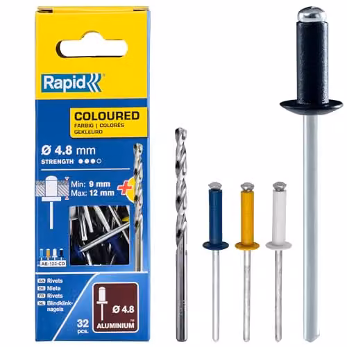 Rapid Rivetti Alluminio Colorati con Punta Trapano 4,8x16 mm - 32 pz