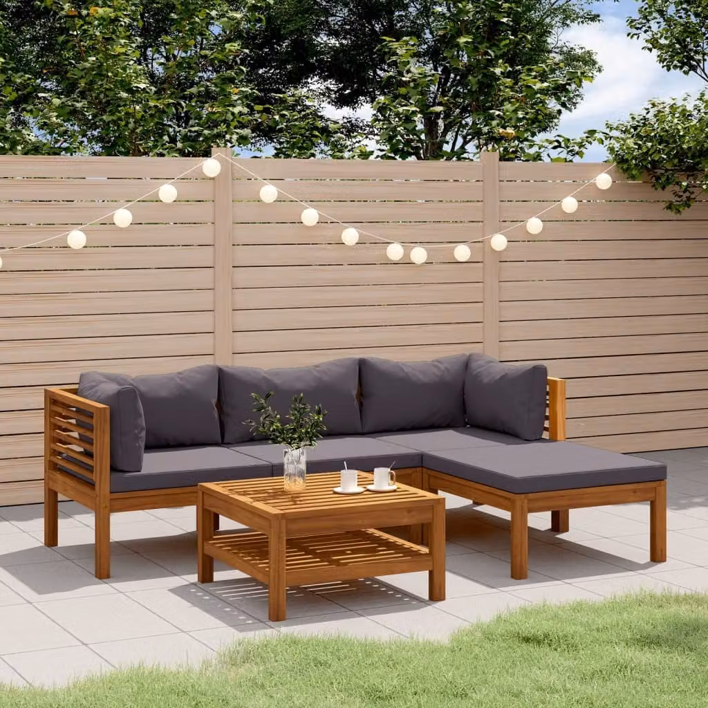Maison Exclusive - Set da giardino da 5 pezzi con cuscini, in legno massello di acacia