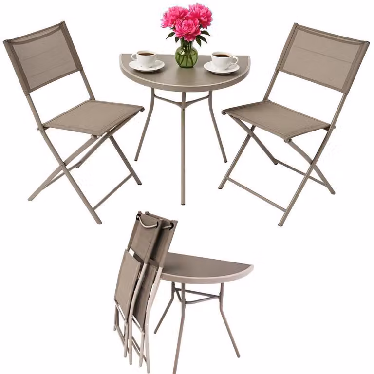 JUMI: Arredamento per balcone, giardino, terrazza. Set completo: tavolo e 2 sedie. Set da giardino