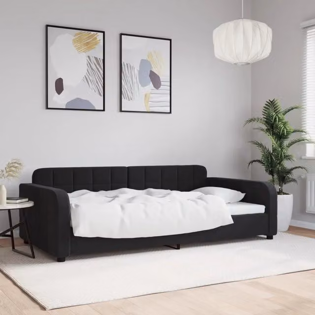 Letto da giorno moderno vidaXL in velluto nero per adulti – 1