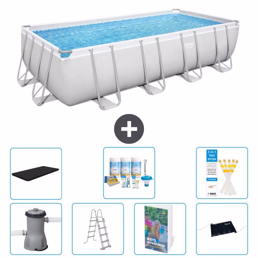 Bestway Power Steel, piscina rettangolare - 488x244x122 cm - composta da 6 parti, modello S632