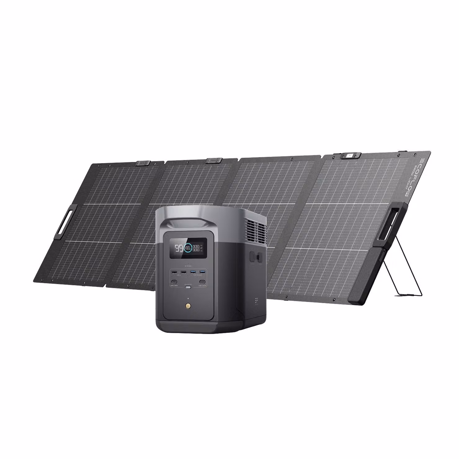 ECOFLOW Generatore solare DELTA 2 Max, 2048Wh Batteria LFP centrale elettrica portatile e pannello solare 220W,Max 3100W uscita CA